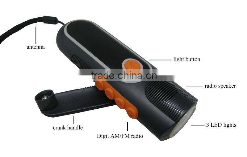 Emergency LED flashlights radio & emergency tool with Siren and Blink