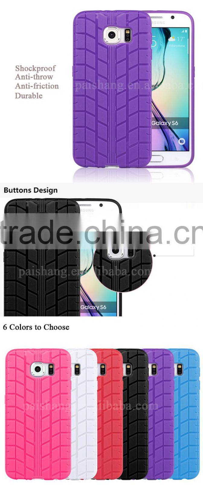 Mobile phone cases supplier 6 colors TPU Tire Pattern finish back case cover for Samsung galaxy S6 / S6 edge