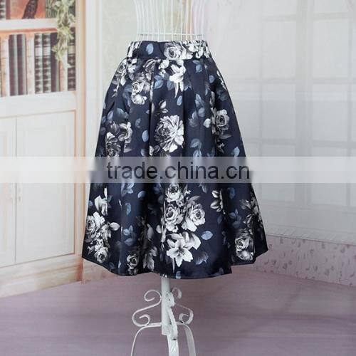 Hot Women Ladies Vintage Style High Waist Floral Casual Party Midi Pleated Skirt