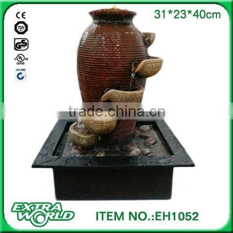 resin home decoration standing antique stone fountain
