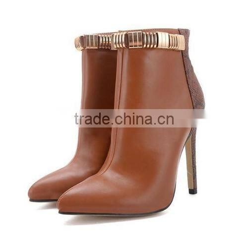 2016 browm heel ankle boots high quality women ankle boots PF4407