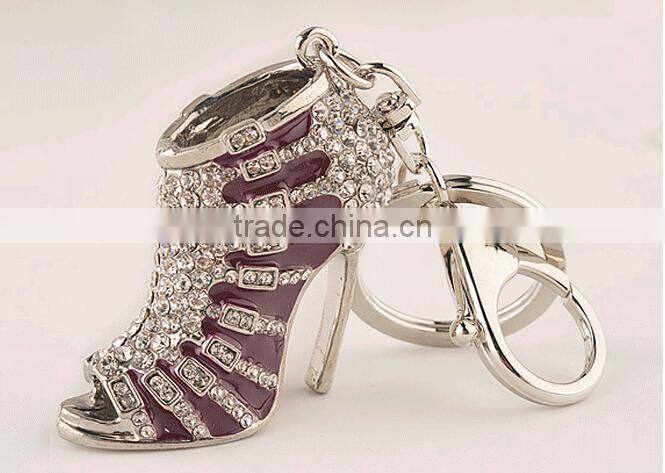 2016 New High Heel Keychains Rhinestone Shoe Keyring charm Women Handbag key holder,girl bag Pendant Jewelry