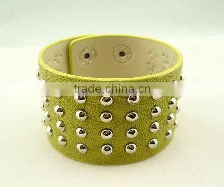 Fashion Punk Faux Leather Bracelet with Dot Rivets