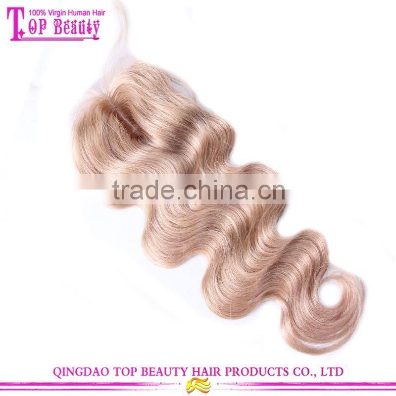 Wholesale Top Quality Blonde Body Wave Hair Closure Piece Large Stock Blonde Silk Top Closure