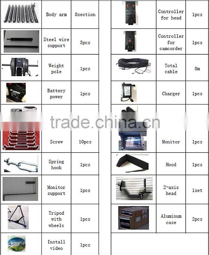 Factory supply photography 8m 2-axis motorized dutch head scorpio video camera jib crane for video filming camera