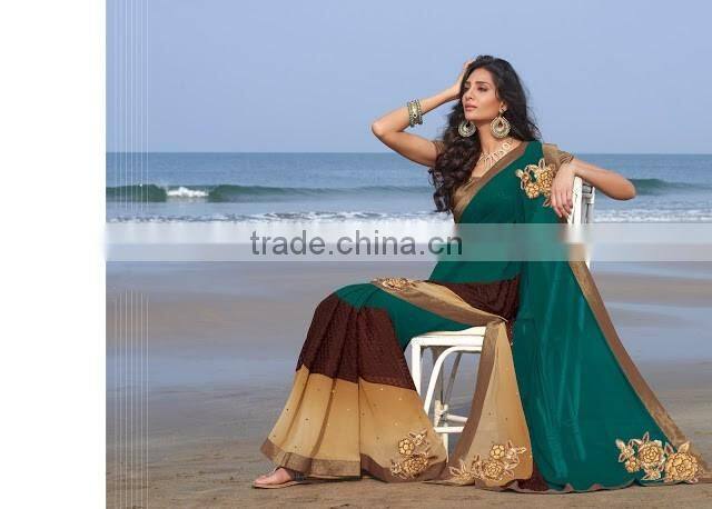 Casual Cream Georgette Designer Saree For Sale Online