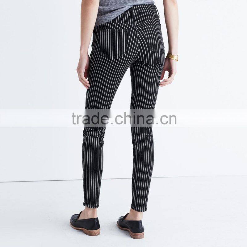 White & Black Striped price of denim jeans Look Slimmer