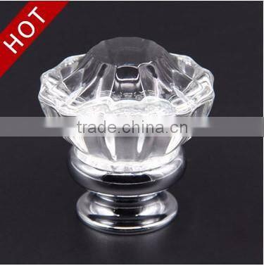 1 1/9 inch zinc base chrome plated amethyst glass knob