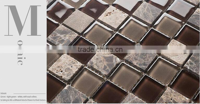 Coffee crystal mosaic glass tile and slate mix for sunny europe