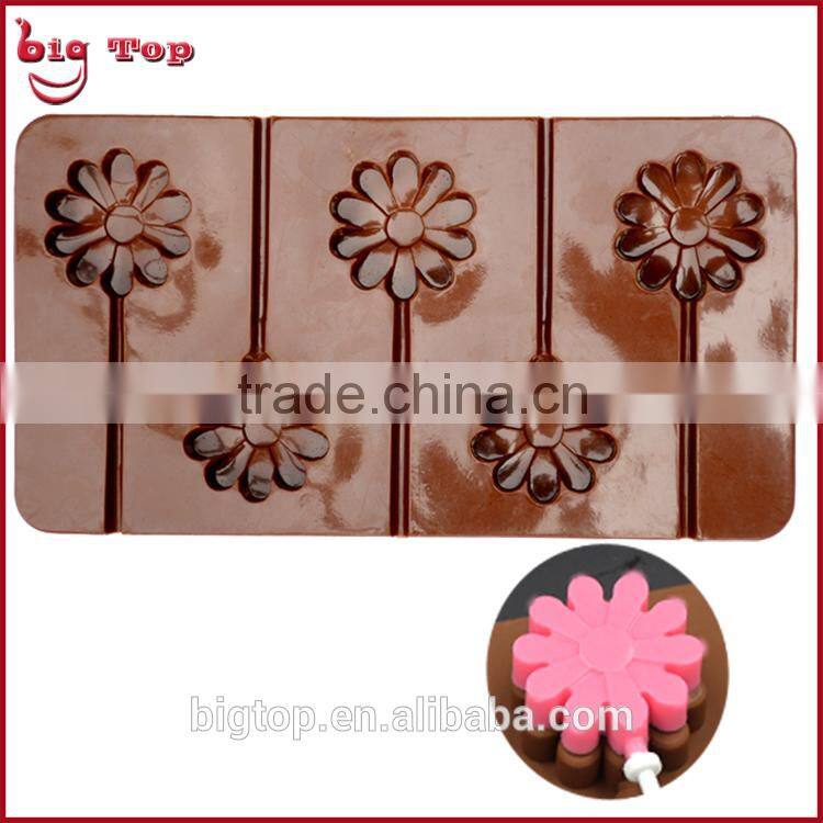 BT0091 5 Holes Lollypop Shape Silicone ice tray silicone Flower Shape ice cube Flowe Shape Silicone Chocolate Mold