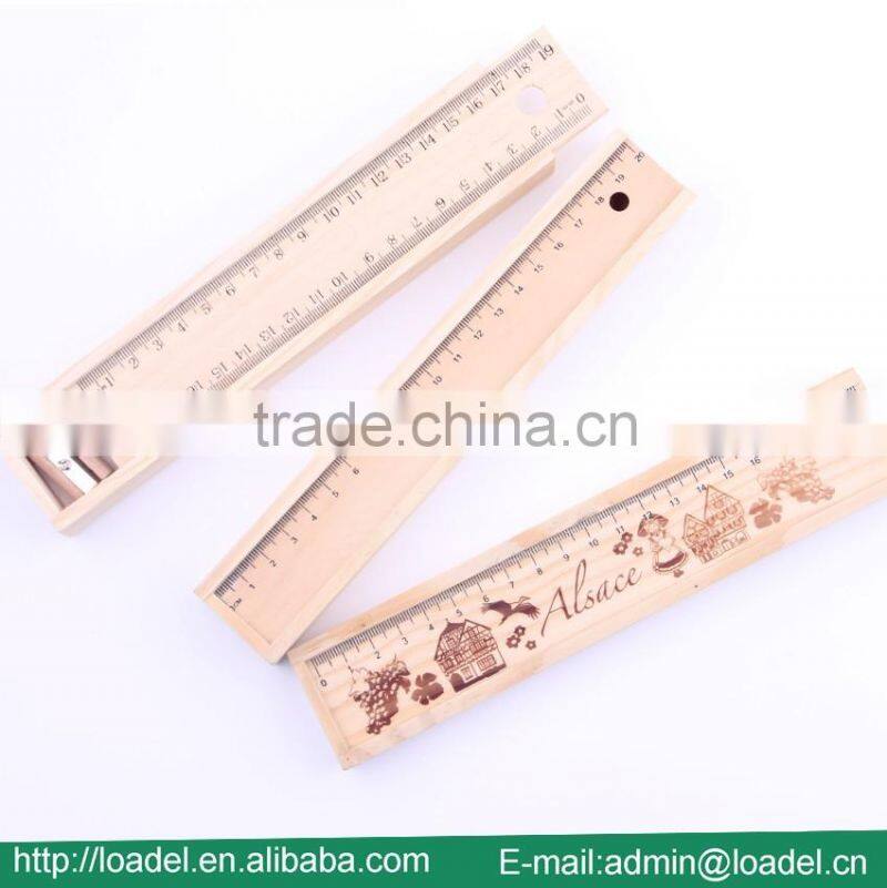 6pcs 7" natural ruler wooden pencil case
