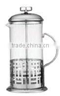 New design glass coffee and tea maker with ss lids