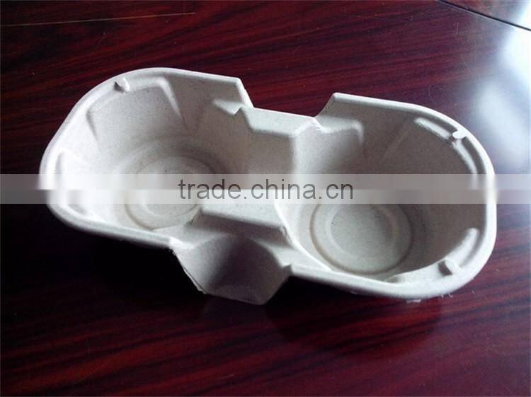 Custom water-proof four pulp mold coffee cup tray