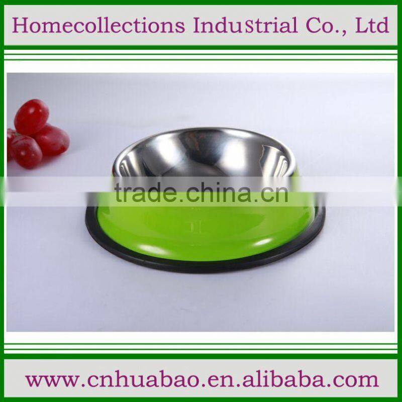 2016 popular Convenient double dinner stainless steel pet bowl manufacturer,red color