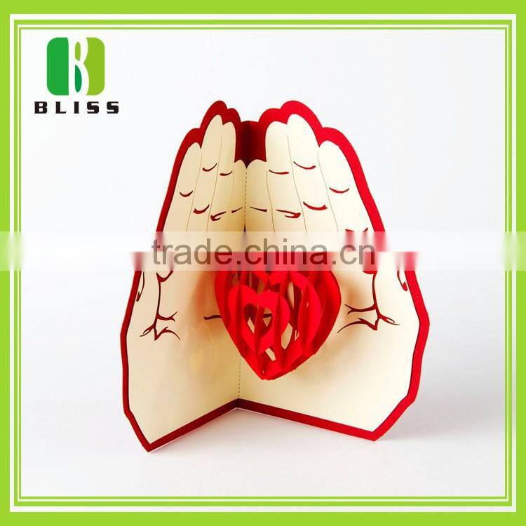 Video red custom die cut 3d folding Customized 2.4'' 2.8'' 4.3'' 5'' 7'' 10'' digital video lcd greeting card