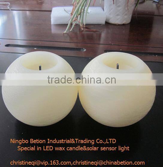 round ball shaped flamleless candles yellower flicking wax candle