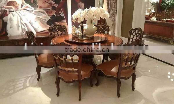 Noble Castle Carved Wooden Dinning Room Furniture Vintage Royal Style Dining Room Long Table For 8 People With Chairs