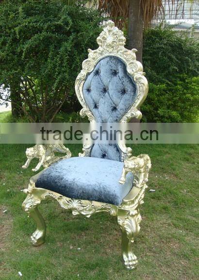 Latest design wooden chair in golden color with dog shape arms