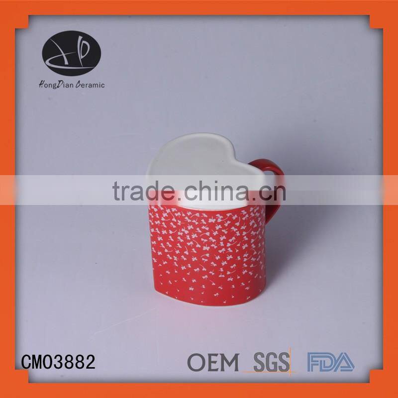 Factory direct low price good quality ceramic wholesale nescafe red heart shaped coffee cups