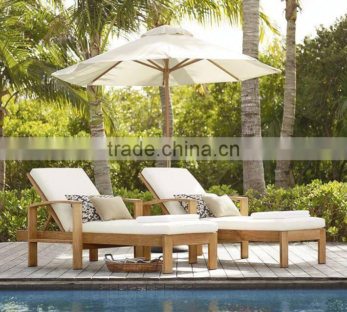 Adjustable teak wood beach lounge chair garden wooden sun lounger