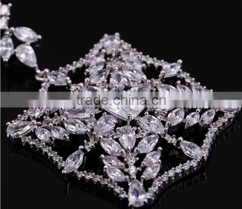 Wholesale Stock Small Order Fashion Women Long Style Rhombus Zircon Earring