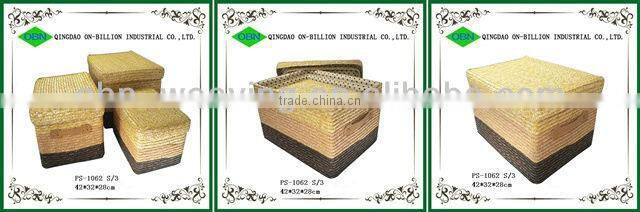 Woven wicker clothing bin