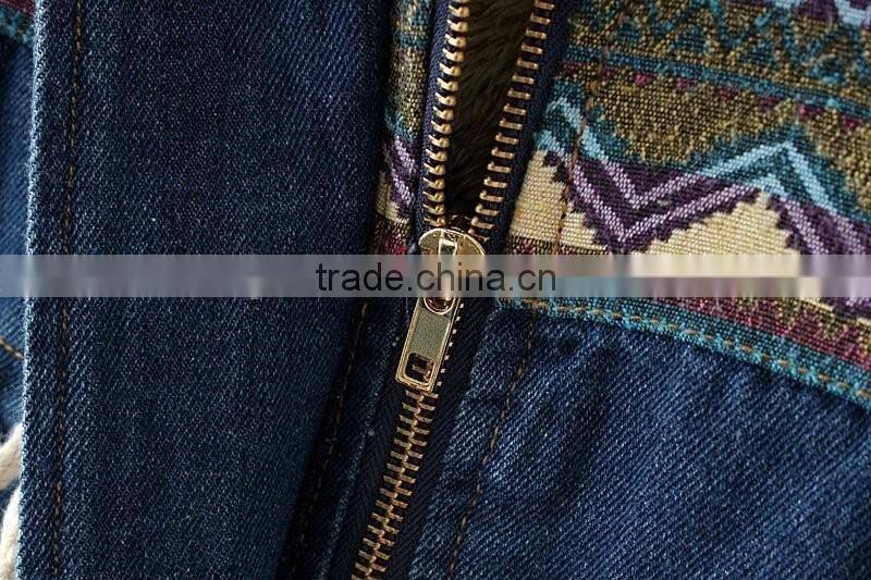 Korea style thicken denim coat long winter add wool clothes