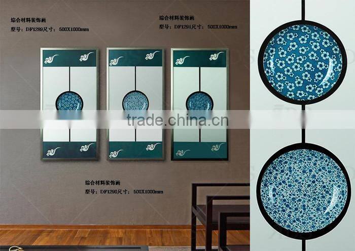 Framed handmade art glass wall plates for home decoration
