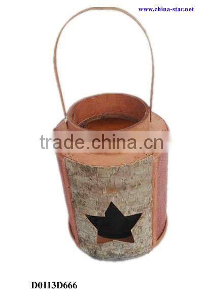 wood heart lantern with hanging