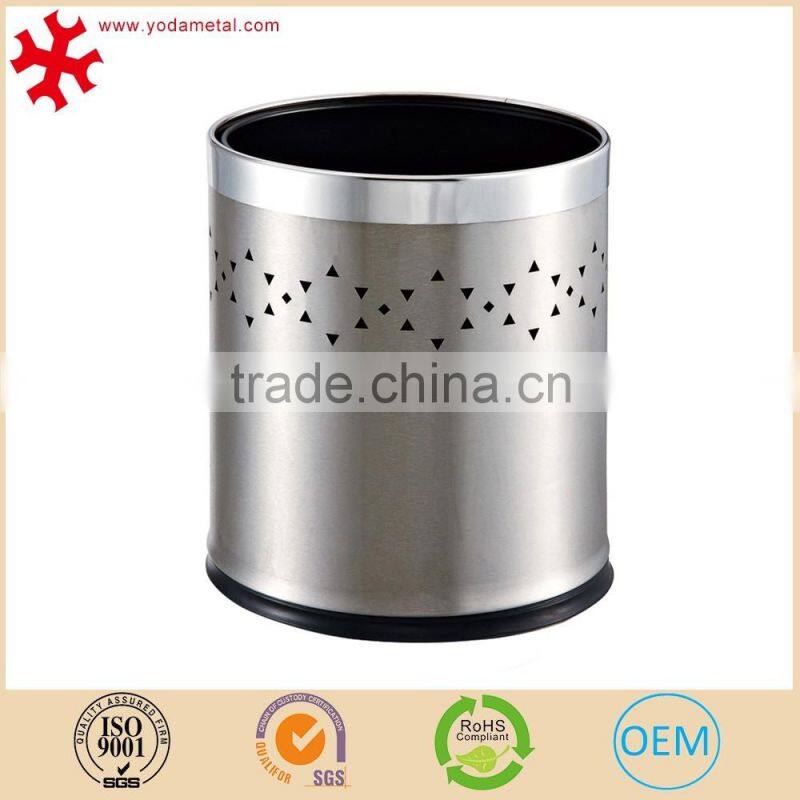 Household stainless steel open top round recycling metal waste bin