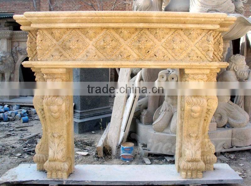 High quality home decoration marble fireplace with lion head