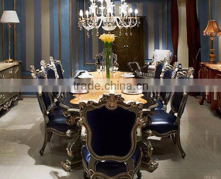 Exquisite Luxury European Imperial Handmade Round Dining Table with Beautiful Floral Table Top BF12-04254c