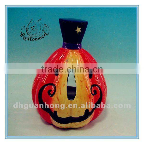 Pumpkin shape halloween ceramic candle holder GH-sd4