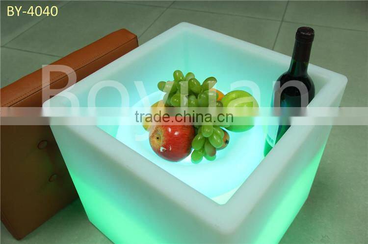 Night club sparking and romantic LED cube ice bucket, LED wine bucket, LED flower pot