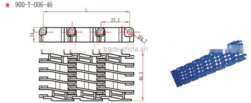 900Y-006 series 28 37 46 width modular plastic conveyor belt/Flush Grid Modular belt