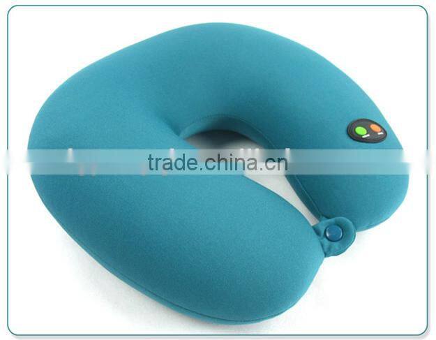 Battery powered Styrofoam travel massage pillow, massage necklace