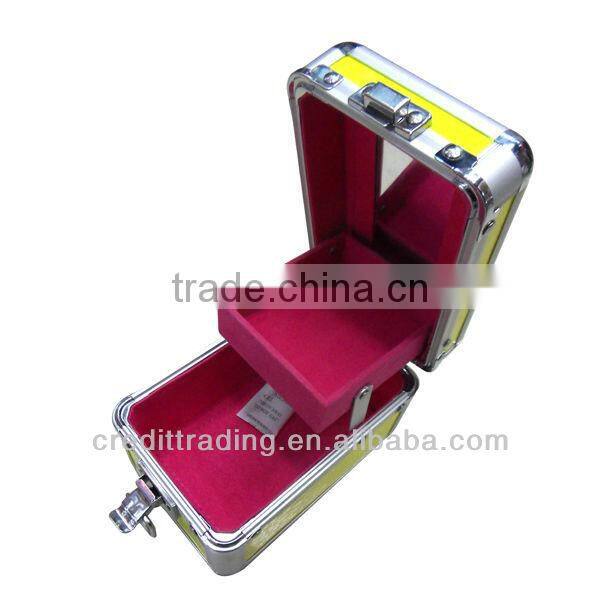 Hot Selling Yellow Double-layers Aluminum Cosmetic Case