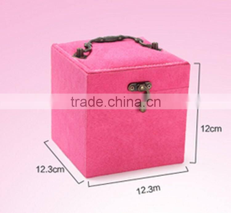 Fancy cute ,beautiful wholesale storage display PU leather velvet packaging mirror fancy jewellery box