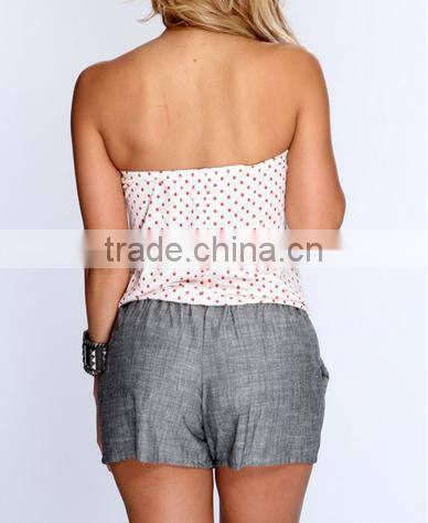 2014 Summer fashion women print Polka dot romper two pieces jumpsuit short OEM cheap price