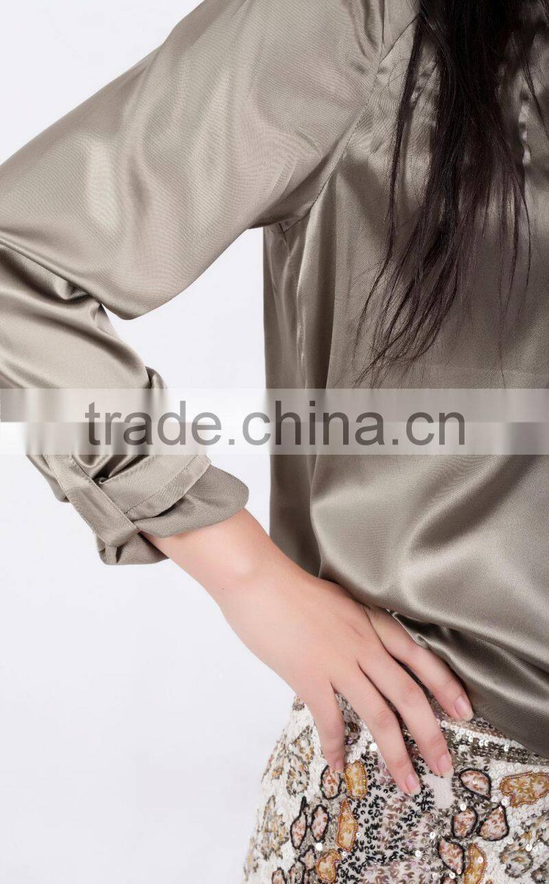 Newest silk casual blouse 2015