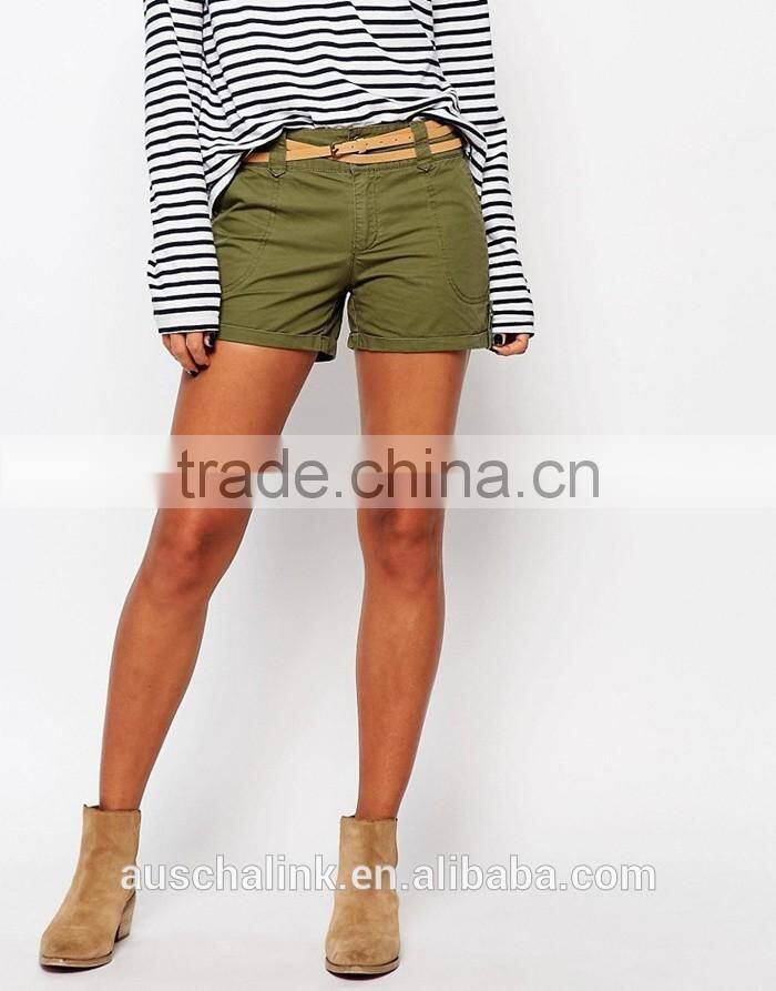 personalized wholesale women belted cargo shorts on sale