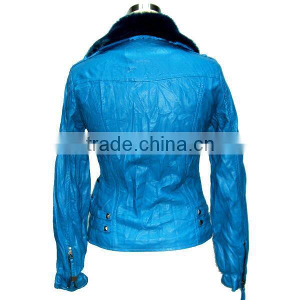 Wash wrinkle PU leather jacket for woman soft thin PU clothing