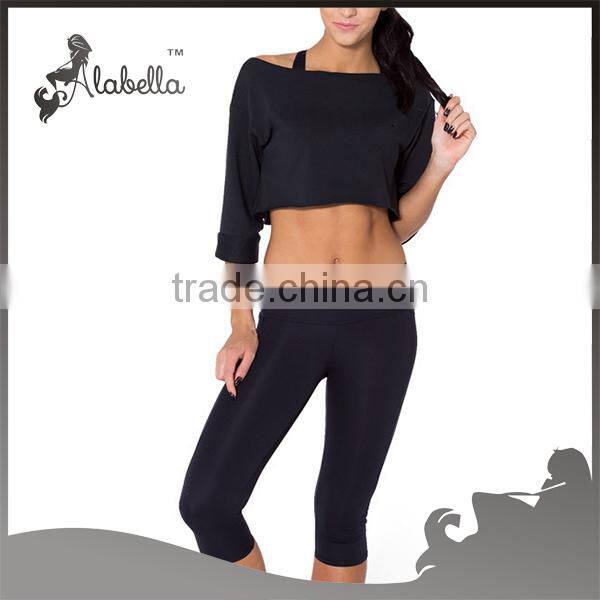 Black flash dance crop tops