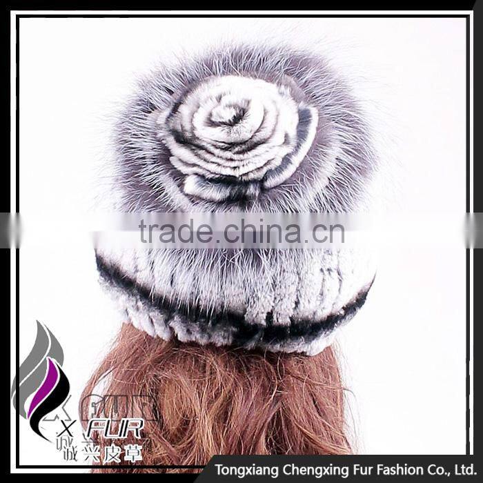 CX-C-121F OEM/ODM New Design Rex Rabbit Fur Headwear Furry Winter Hat