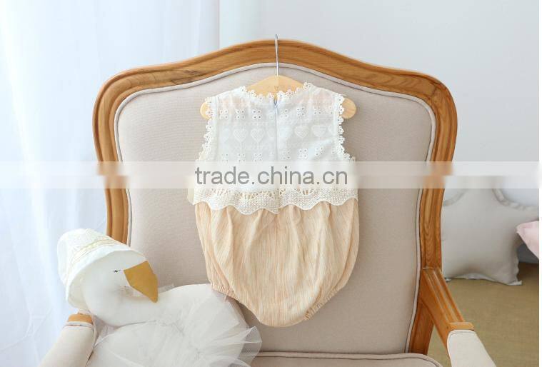 2017 New Design Summer Lace Baby Girls Bubble Romper With Bow