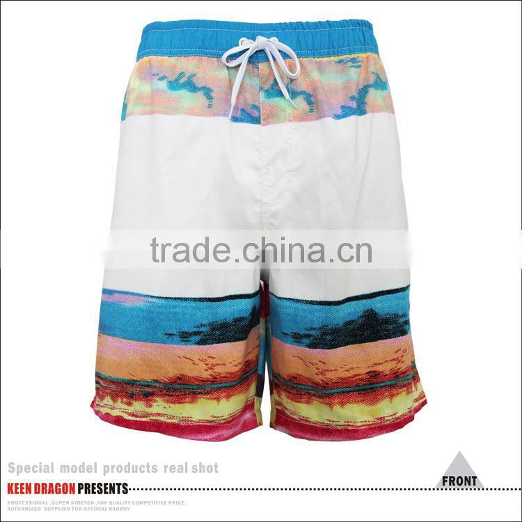 OEM Blue Beach Short Service Digital Printing 4 way stretch board shorts