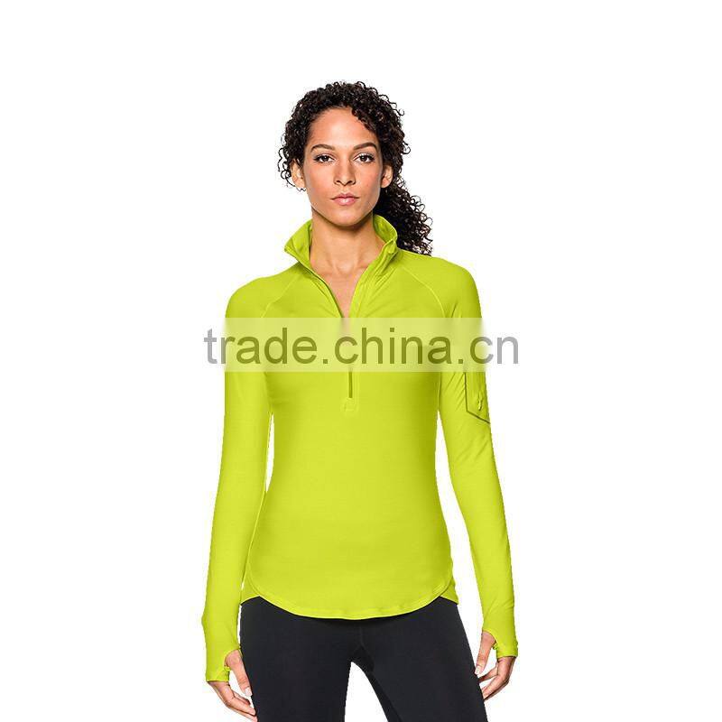Custom ladies running wear dry fit sport t shirt gym clothing breathable half zip shirts