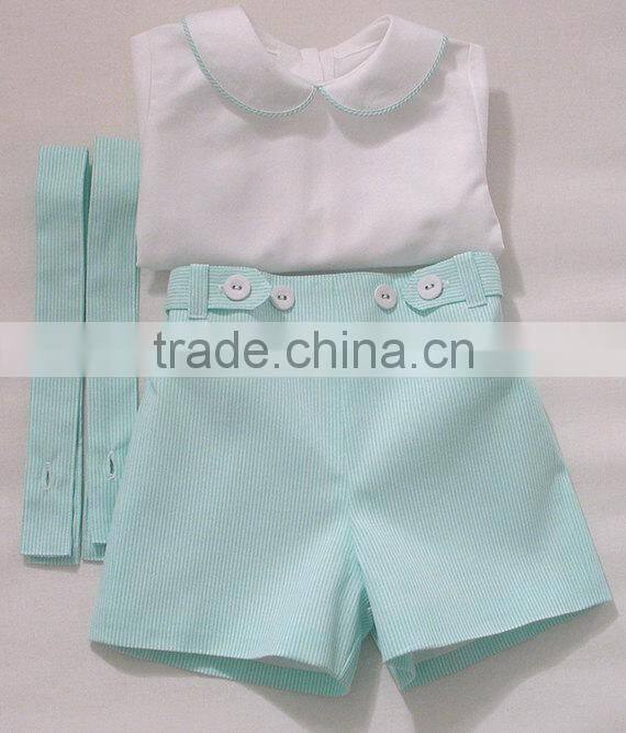 Elegant Custom Cotton Strips Overalls Kids Clothes Elegant Baby Boys Matching Clothing Sets