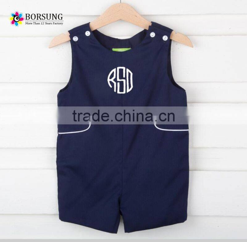 High quality bewborn sleeveless navy blue color summer baby smocked romper