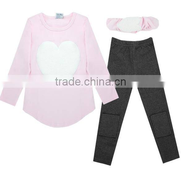 Kids Love Hair Hoop Long Sleeve Three-piece Dress Animal Print Dresses for Girls 16832